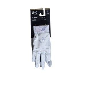 Under Armour Girls Batting Radar Softball Gloves White Halo Gray Youth Large